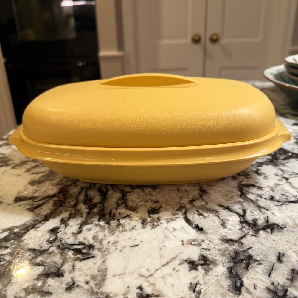 1.a.0.0.0.8.c Vtg Tupperware Harvest Gold Vegetable Steamer Strainer 1273 1274